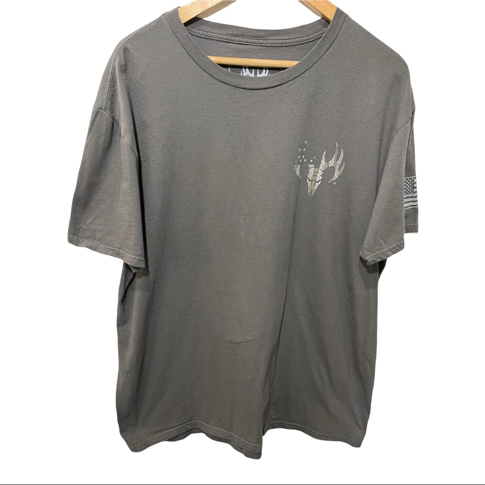 BUCK WEAR LIGHT GRAY MENS GRAPHIC AMERICAN VIBE EAGLE SHORT SLEEVE TEE SHIRT